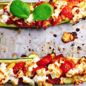 Rezept zu den sehr gesunden Zucchini-Bruschetta-Schiffchen